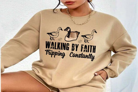 Christian PNG Walking by Faith Tripping Graphics for T-Shirt Designs