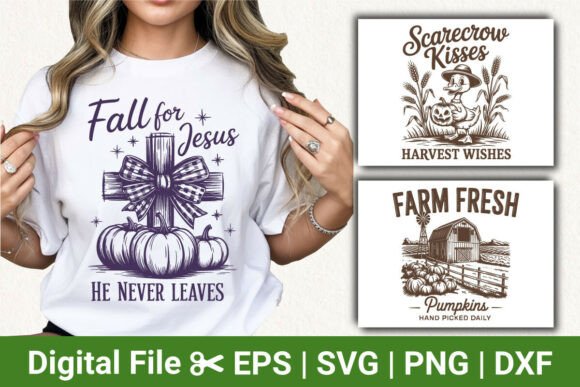 Fall for Jesus Svg Farm Fresh Pumpkins T-Shirt Graphics