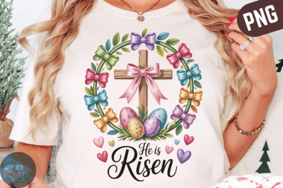 He is Risen Easter Christian PNG Cross