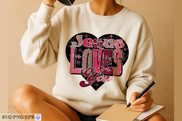 Jesus Loves You Christian Quote SVG Graphics & T-Shirt Designs