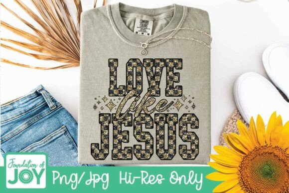 Love Like Jesus PNG: Disco Glitter Graphics for T-Shirt Designs